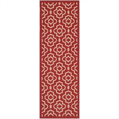 Safavieh 2 Ft. -3 In. X 6 Ft. -7 In. Runner Indoor-Outdoor Courtyard- Red And Bone- Machine Made Rug CY6926-248-27